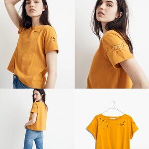 Madewell Butterfly Embroidered Eyelet Setlist Boxy Tee (sz XL)